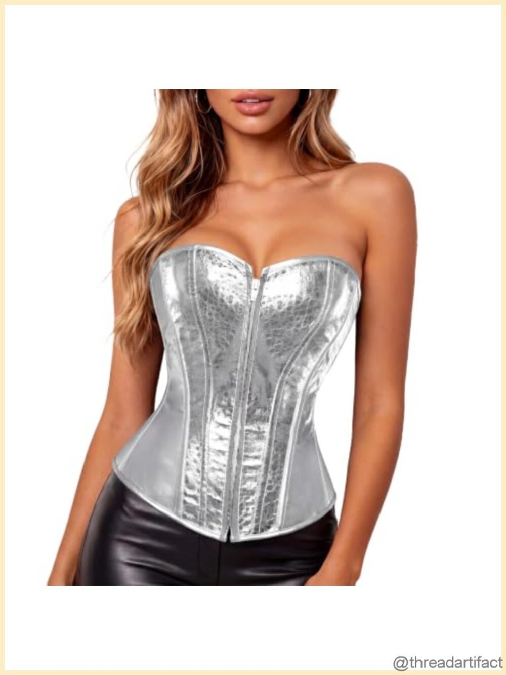 Faux Leather Corset Top Steampunk Gothic Zip Up Bustier Cosplay Halloween